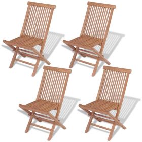 Folding Patio Chairs 4 pcs Solid Teak Wood