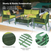 K&K 4-Piece Rope Patio Furniture Set, Outdoor Furniture with Tempered Glass Table, Patio Conversation Set Deep Seating with Thick Cushion for Backyard