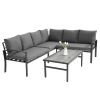 Grand patio 4-Piece Patio Furniture Set, All-Weather Outdoor Conversation Set Sectional Sofa with Water Resistant Beige Thick Cushions and Coffee Tabl