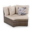 GO 8-piece Outdoor Wicker Sofa Set, Rattan Sofa Lounger, With Colorful Pillows, Conversation Sofa, For Patio, Garden, Deck, Brown Wicker, Beige Cushio