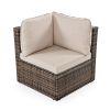 GO 8-piece Outdoor Wicker Sofa Set, Rattan Sofa Lounger, With Colorful Pillows, Conversation Sofa, For Patio, Garden, Deck, Brown Wicker, Beige Cushio