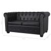 Chesterfield Sofa Set 2-Seater and 3-Seater Black Faux Leather