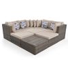 GO 8-piece Outdoor Wicker Sofa Set, Rattan Sofa Lounger, With Colorful Pillows, Conversation Sofa, For Patio, Garden, Deck, Brown Wicker, Beige Cushio