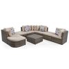 GO 8-piece Outdoor Wicker Sofa Set, Rattan Sofa Lounger, With Colorful Pillows, Conversation Sofa, For Patio, Garden, Deck, Brown Wicker, Beige Cushio