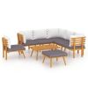 8 Piece Patio Lounge Set with Cushions Solid Acacia Wood