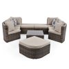GO 8-piece Outdoor Wicker Sofa Set, Rattan Sofa Lounger, With Colorful Pillows, Conversation Sofa, For Patio, Garden, Deck, Brown Wicker, Beige Cushio