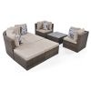 GO 8-piece Outdoor Wicker Sofa Set, Rattan Sofa Lounger, With Colorful Pillows, Conversation Sofa, For Patio, Garden, Deck, Brown Wicker, Beige Cushio