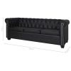 Chesterfield Sofa Set 2-Seater and 3-Seater Black Faux Leather