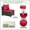 Patio Furniture Set Red,7 Pieces Outdoor Wicker Furniture Set Patio Rattan Sectional Conversation Sofa Set with Ottoman and Glass Top Table Returns ar