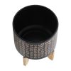 CERAMIC 10" PLANTER ON STAND, BROWN