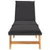 Sun Lounger with Cushion Poly Rattan and Solid Wood Acacia