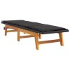 Sun Lounger with Cushion Poly Rattan and Solid Wood Acacia