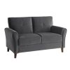 Gray Velvet Upholstery 1pc Comfort Loveseat Plush Seatbacks Tufted Detail Solid Wood Frame Modern Living Room Furniture