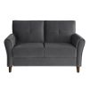Gray Velvet Upholstery 1pc Comfort Loveseat Plush Seatbacks Tufted Detail Solid Wood Frame Modern Living Room Furniture