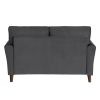 Gray Velvet Upholstery 1pc Comfort Loveseat Plush Seatbacks Tufted Detail Solid Wood Frame Modern Living Room Furniture