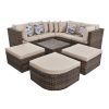 GO 8-piece Outdoor Wicker Sofa Set, Rattan Sofa Lounger, With Colorful Pillows, Conversation Sofa, For Patio, Garden, Deck, Brown Wicker, Beige Cushio