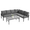 Grand patio 4-Piece Patio Furniture Set, All-Weather Outdoor Conversation Set Sectional Sofa with Water Resistant Beige Thick Cushions and Coffee Tabl