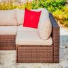 Nestl 7 Piece Patio Furniture Wicker Conversation Set, Brown/ Beige