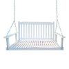 Front Porch Swing with Armrests, Wood Bench Swing with Hanging Chains,for Outdoor Patio ,Garden Yard, porch, backyard, or sunroom,Easy to Assemble,whi