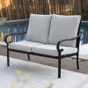 Patio Furniture Set 6 Pieces Outdoor Sectional Sofa Conversation Set with Ottomans, Metal Frame Loveseat