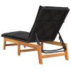 Sun Lounger with Cushion Poly Rattan and Solid Wood Acacia
