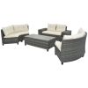 GO 8-pieces Outdoor Wicker Round Sofa Set, Half-Moon Sectional Sets All Weather, Curved Sofa Set With Rectangular Coffee Table, PE Rattan Water-resist