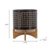 CERAMIC 10" PLANTER ON STAND, BROWN