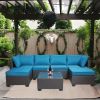 Outdoor Garden Patio Furniture 7-Piece PE Rattan Wicker Cushioned Sofa Sets and Coffee Table, patio furniture set;outdoor couch;outdoor couch patio fu