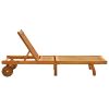 Patio Sun Lounger with Cushion Solid Acacia Wood