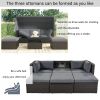 U_Style Outdoor Patio Rectangle Daybed with Retractable Canopy, Wicker Furniture Sectional Seating with Washable Cushions, Backyard, Porch(As same as