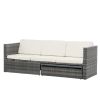 Patio Furniture, Outdoor Furniture, Seasonal PE Wicker Furniture,5 Set Wicker Furniture With Plywood Coffee Table,with lift TOP Coffee Table,with Loun