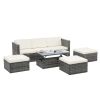 Patio Furniture, Outdoor Furniture, Seasonal PE Wicker Furniture,5 Set Wicker Furniture With Plywood Coffee Table,with lift TOP Coffee Table,with Loun