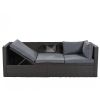 U_Style Outdoor Patio Rectangle Daybed with Retractable Canopy, Wicker Furniture Sectional Seating with Washable Cushions, Backyard, Porch(As same as