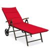 Foldable Outdoor Chaise Lounge Chair Wicker Recliner Chair with Aluminum Frame