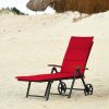 Foldable Outdoor Chaise Lounge Chair Wicker Recliner Chair with Aluminum Frame