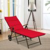 Foldable Outdoor Chaise Lounge Chair Wicker Recliner Chair with Aluminum Frame