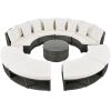 Outdoor Patio Furniture Luxury Circular Outdoor Sofa Set Rattan Wicker Sectional Sofa Lounge Set with Tempered Glass Coffee Table, 6 Pillows