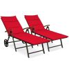 Foldable Outdoor Chaise Lounge Chair Wicker Recliner Chair with Aluminum Frame