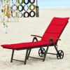 Foldable Outdoor Chaise Lounge Chair Wicker Recliner Chair with Aluminum Frame
