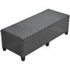 5-Piece Outdoor Patio Rattan Sofa Set; Sectional PE Wicker L-Shaped Garden Furniture Set with 2 Extendable Side Tables; Dining Table and Washable Cove
