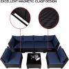 7 Pieces Furniture Set,All-Weather PE Wicker Rattan Sectional Conversation Sofa Set,Ouutdoor Low Back Sectional Sofa with Tea Table,for Garden, Backya