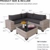 4 Pieces Patio Furniture Set,Outdoor All Weather-Wicker Rattan Sectional Conversation Sofa Set with Glass Table and Cushions for Seating for Garden,Ba